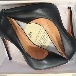 Classic Black Pointed Leather Stiletto Heels